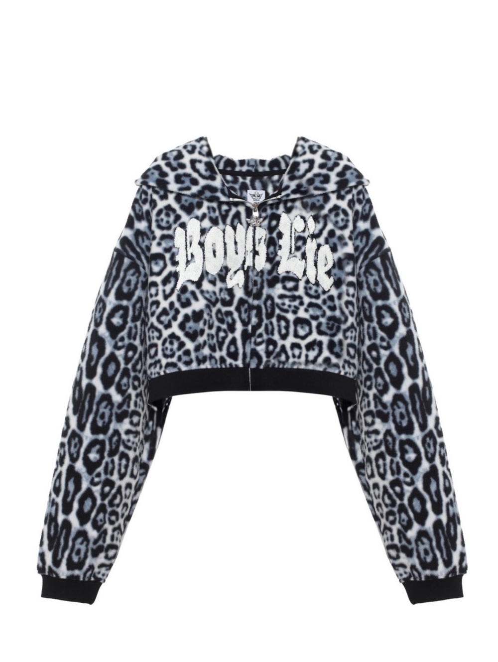 RARE Boys Lie Leopard Print Cropped Hoodie with Embroidery Sold Out NWT - XS/S